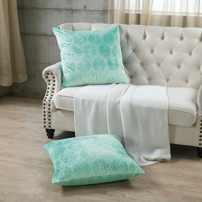 Ikat Velvet Euro Throw Pillow Covers, North Sea