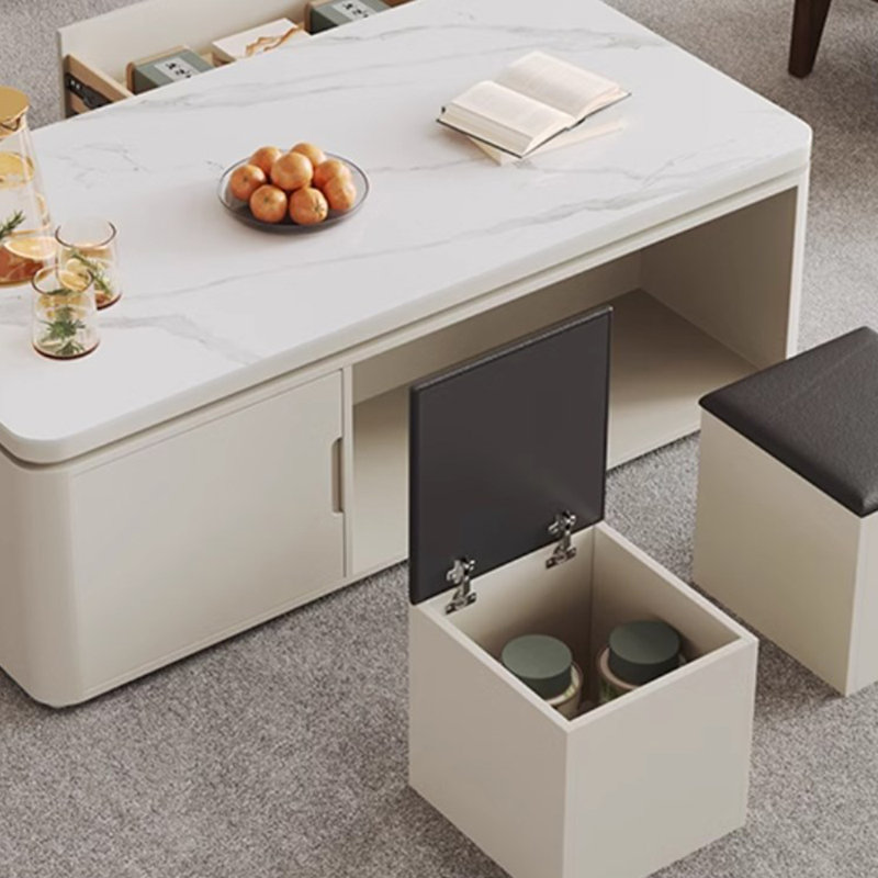 Table basse légère et luxueuse, Blanc / Blanc, H 21,65 po x L 51,18 po x l 27,55 po
