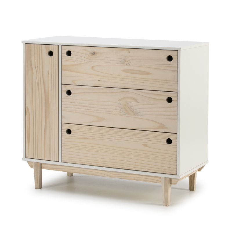 Lexy Solid Wood 90 cm W Chest of 3 Drawers