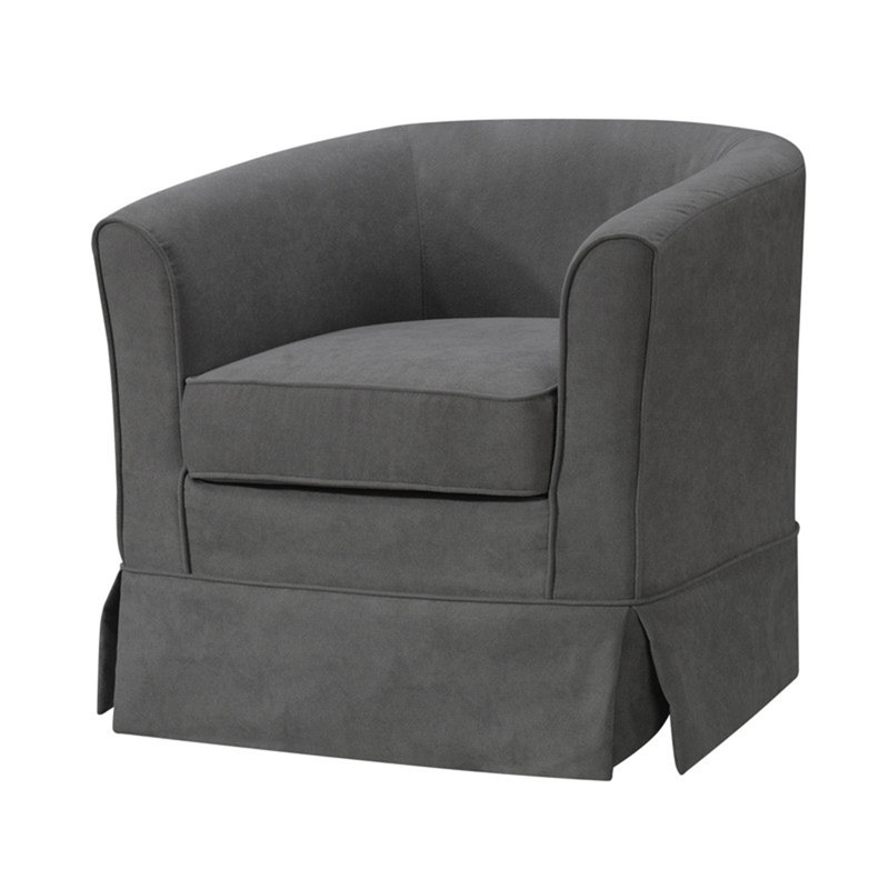 Fauteuil demi-tonneau pivotant en tissu tissé Falahee, Tissu gris foncé