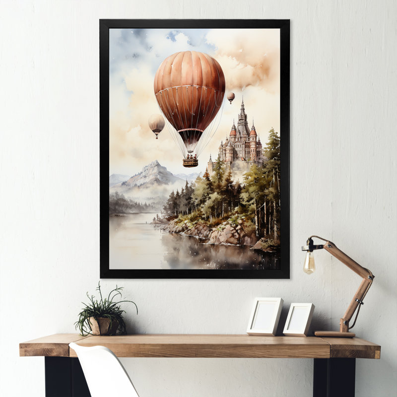 Vol en montgolfière Castle III, Cadre photo noir simple, H 44 po x l 34 po x P 1,5 po