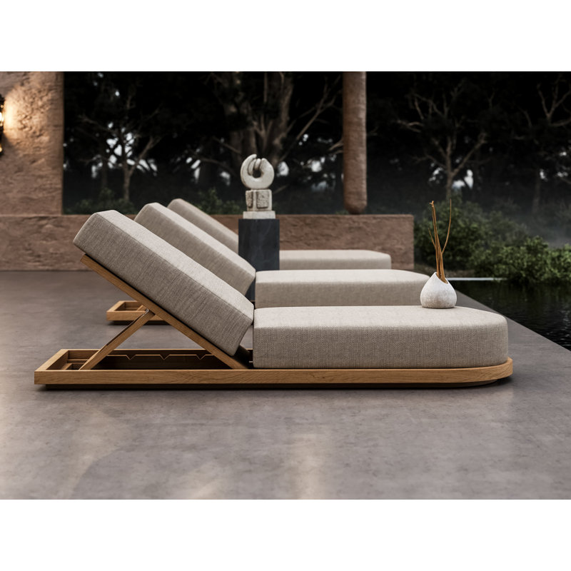 Muse Outdoor Teak Chaise Lounge, Gray