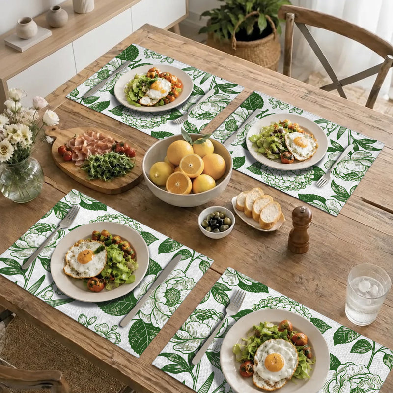 4-Piece Polyester Rectangle Dining Table Placemat
