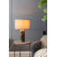 Lampe de table grise et argentée brossée avec base en bois de manguier - Dia. 16 po x 23 po - Gris, argent
