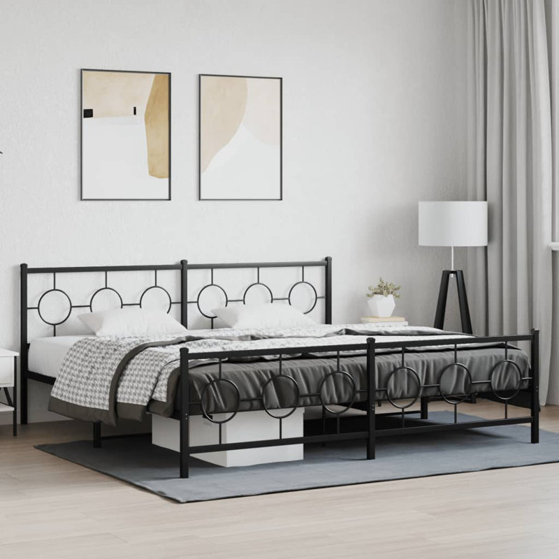 Metal Open-Frame Bed, King, Black