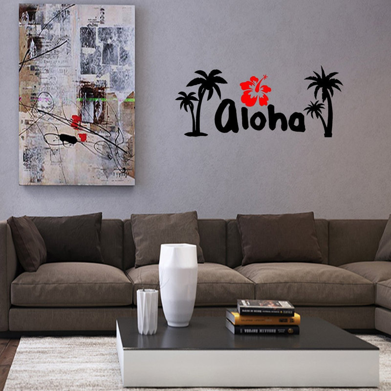 Décalcomanie murale fleur aloha hibiscus, H 12 po x l 30 po x P 0,01 po