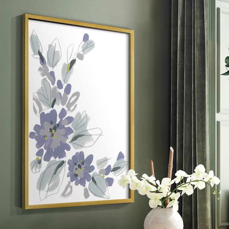 Periwinkle Patch III, reproduction encadrée - bois massif, Cadre doré simple, H 20 po x l 16 po