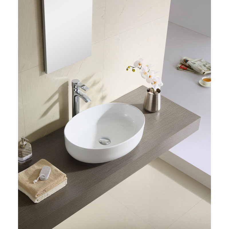 Vitreous China Oval Vessel Bathroom Sink