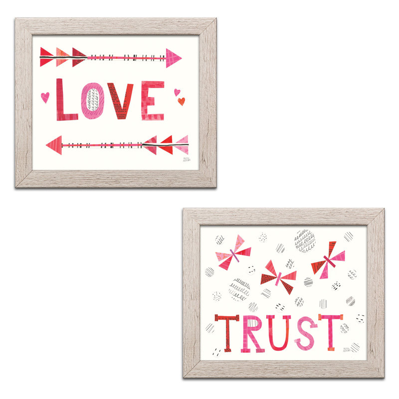 2 - Piece, Distressed Framed Paper, 11" H x 14" W x 1.5" D