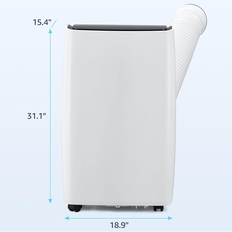 Climatiseur portatif 12 000 BTU 3-en-1 Télécommande AC avec minuterie 24 heures à faible bruit / économie d'énergie / refroidissement refroidit jusqu'à 550 pieds carrés Pi. Idéal pour les chambres à coucher, bureaux, dessus noir et blanc
