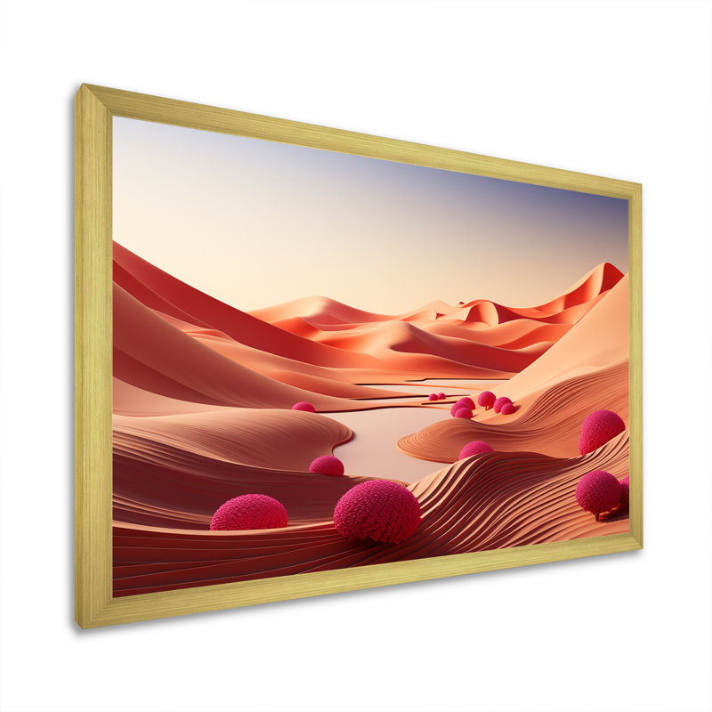 Horizon aride sur la planète Mars - désert, art mural, Cadre doré à coins fermés, H 12 po x l 20 po x P 1 po