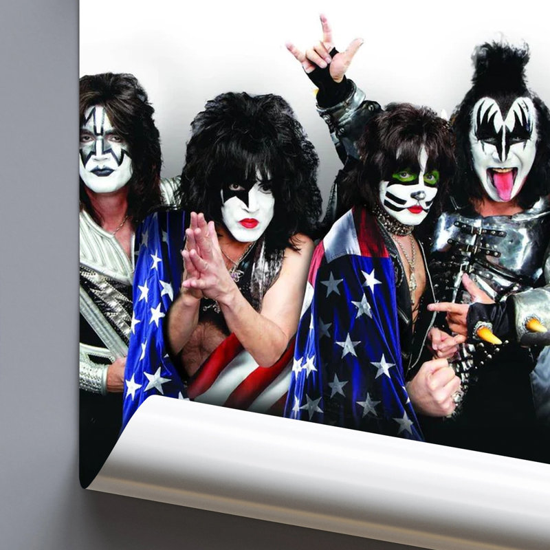 «Officially Licensed Kiss» - affiche d'art de drapeau américain - 24 x 36 po - reproduction décorative - papier affiche - prêt à encadrer