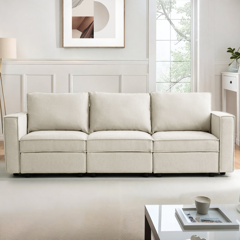 Modular Sofa Couch with Seats Storage, Beige