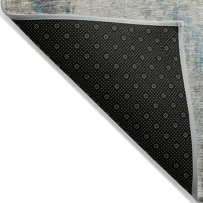 Tapis extérieur bleu sarcelle lavable abstrait 9 pi x 12 pi bleu sarcelle