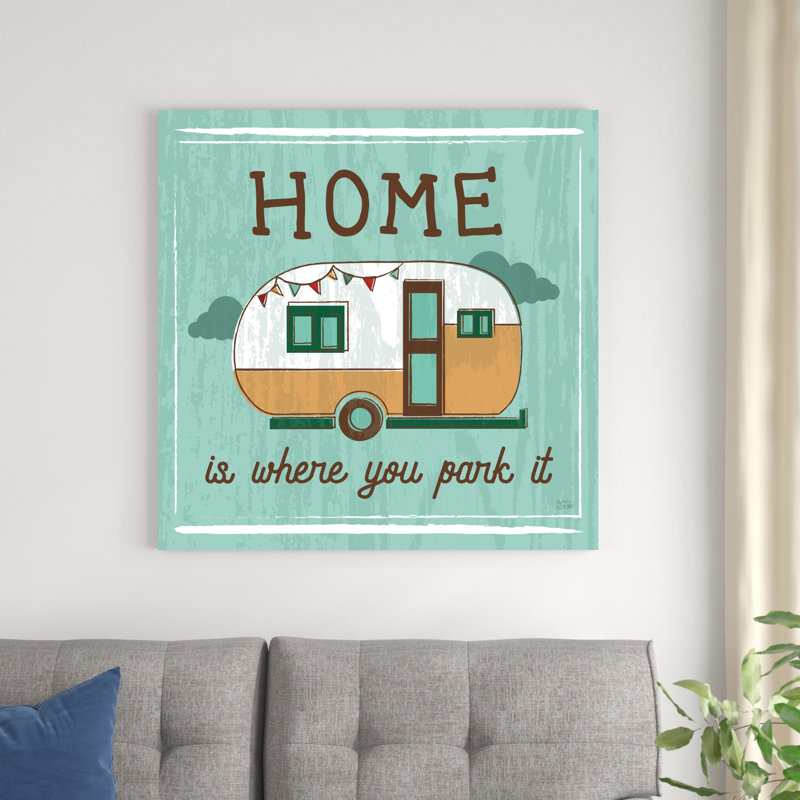 «Comfy Camping VI» par Melissa Averinos - Art textuel sur toile tendue, H 36 po x l 36 po