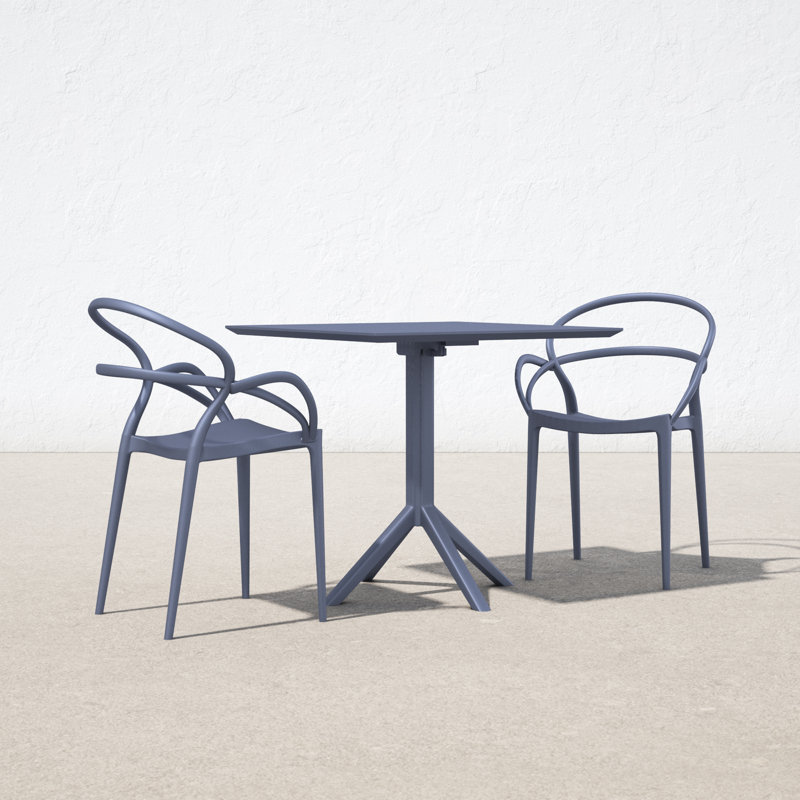Farrah 3 Piece Bistro Set, Dark Gray