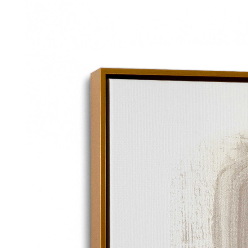 «Beige Ballet V1» sur papier, Toile polie avec cadre flottant doré, H 36,75 po x l 24,75 po x P 1,75 po