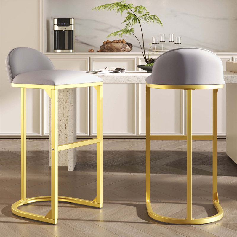 Ensemble de 4 tabourets de bar de luxe modernes avec repose-pieds, revêtus de velours, idéaux pour les îlots de cuisine et divers espaces