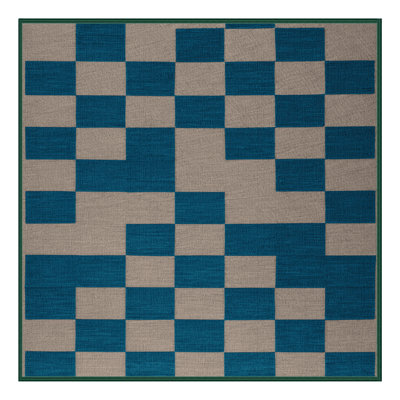 Machine Washable Checkered Green Area Rug