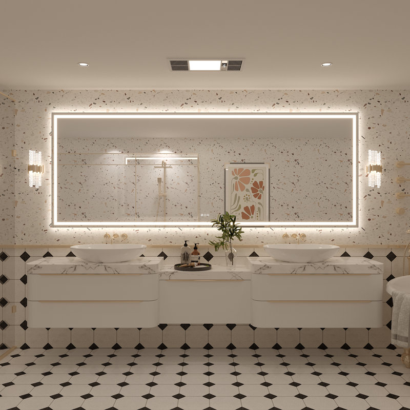 Miroir de salle de bain Molly Framelss, 96 po x 36 po, Transparent