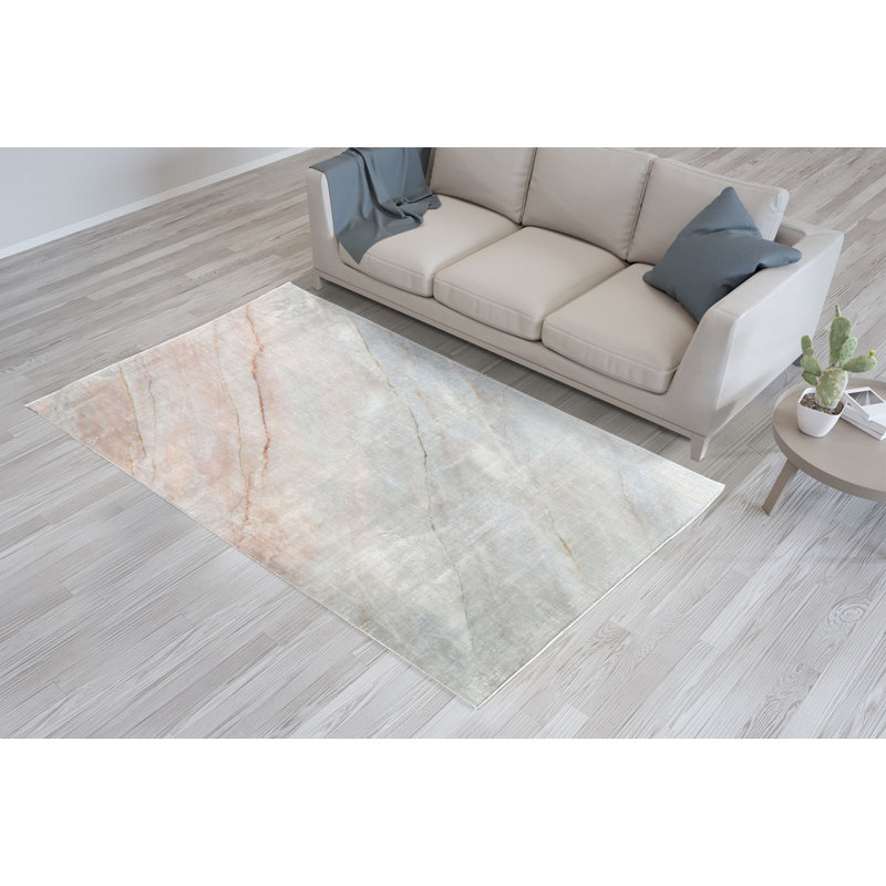 Tapis gris pâle / pêche, Rectangle, de 3 pi 11 po x 5 pi 10 po