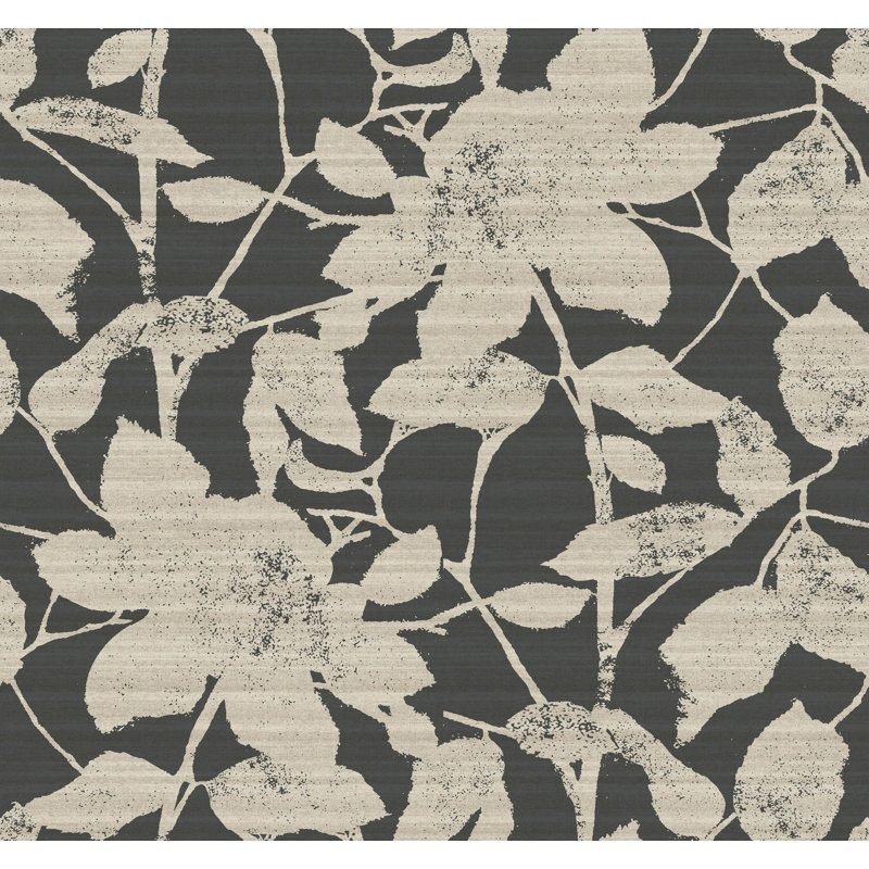 Solange Black Botanical Wallpaper, Black