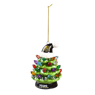 Ornement en forme d'arbre de Noël en céramique à DEL 4 po avec chapeau de père Noël, Golden Knights de Las Vegas