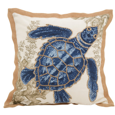 Sea Turtle Cotton Down Filled Throw Pillow