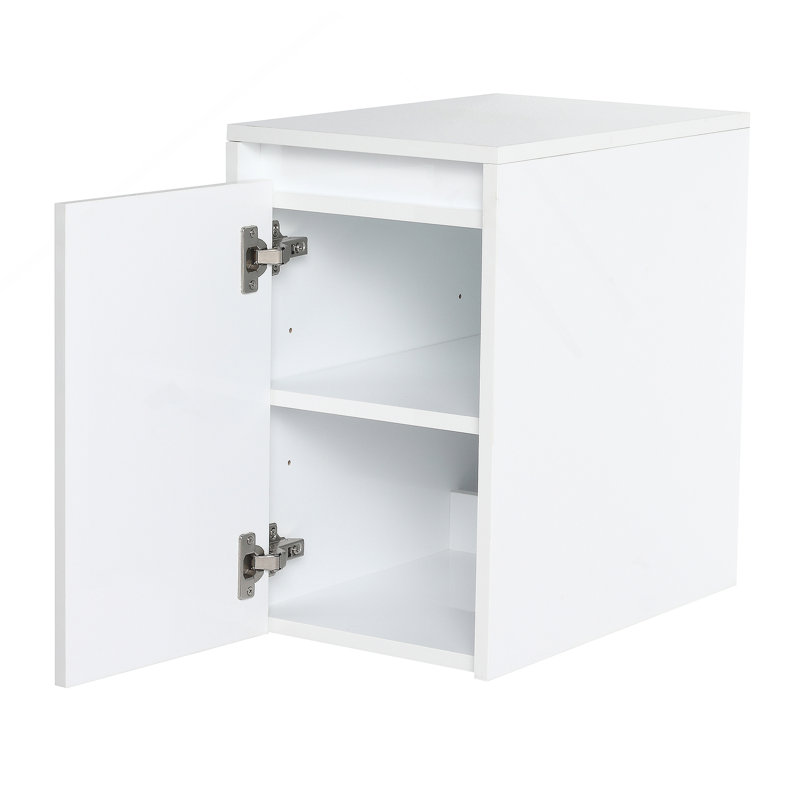 Meuble-lavabo 60 po avec lavabo en résine, portes à fermeture en douceur et armoire à 1 côté, montage flottant, blanc brillant, contreplaqué - 24 po x 2 + 12 po