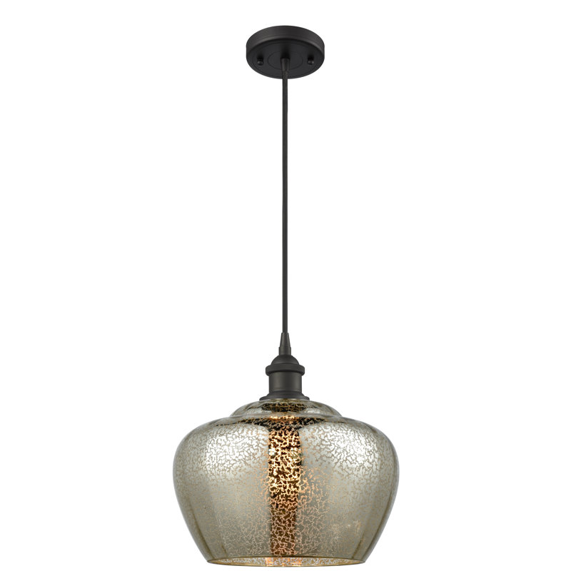 Mini-luminaire suspendu 1 lumière à cordon 11 po Ballston Fenton, Mercure, Noir mat, Ampoule non incluse