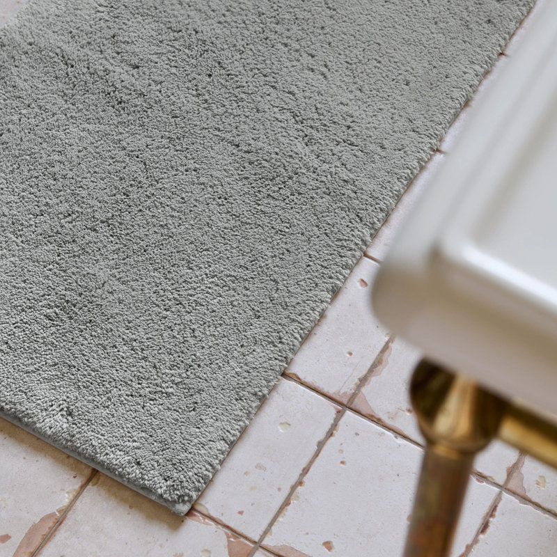 Deep Pile 100% Cotton Rectangle Bath Rug, Dove Gray