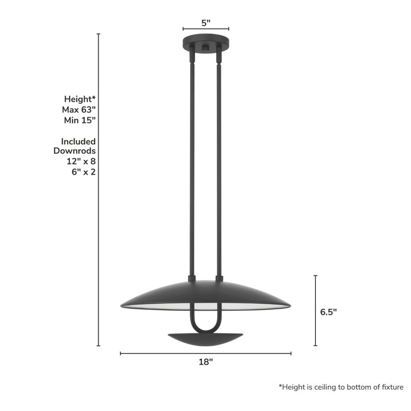 Hunter Sunset Ridge Large Adjustable Matte Black Pendant Ceiling Light Fixture, Matte Black