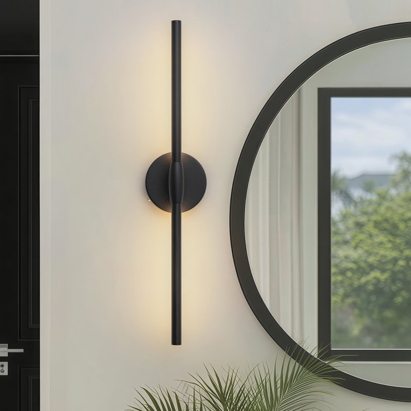 Barre d'éclairage de salle de bain 24,2 po à 1 lumière DEL à intensité variable pour meuble-lavabo, Noir mat