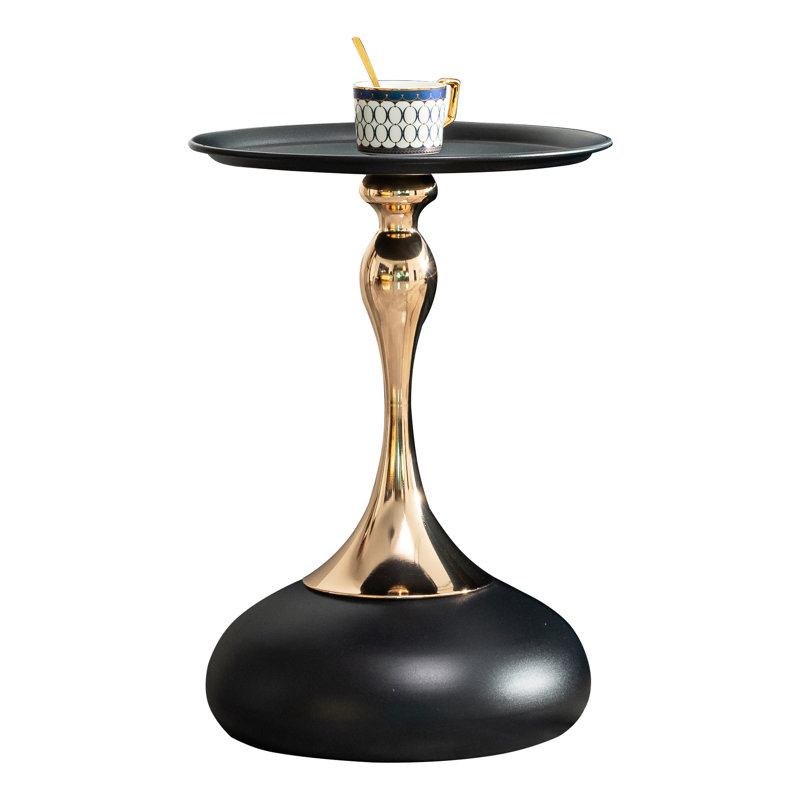 Petite table ronde pour la vie - table basse d'appoint noire, élégante avec fonction dorée, polyvalente et fonctionnelle, facile à assembler, avec accents de bureau