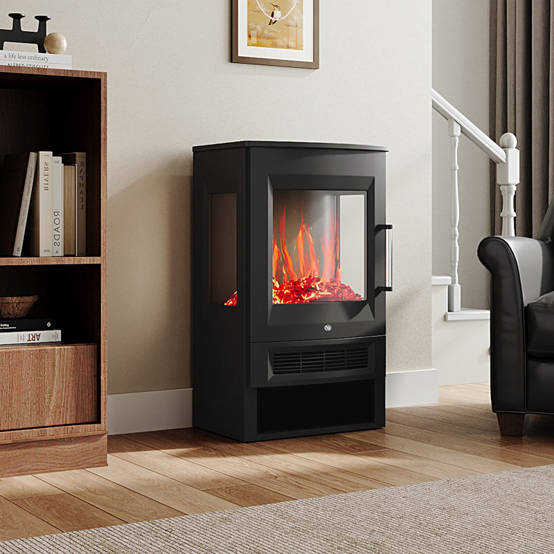 17 Stories 44cm W Black Electric Fireplace with 5120 BTU