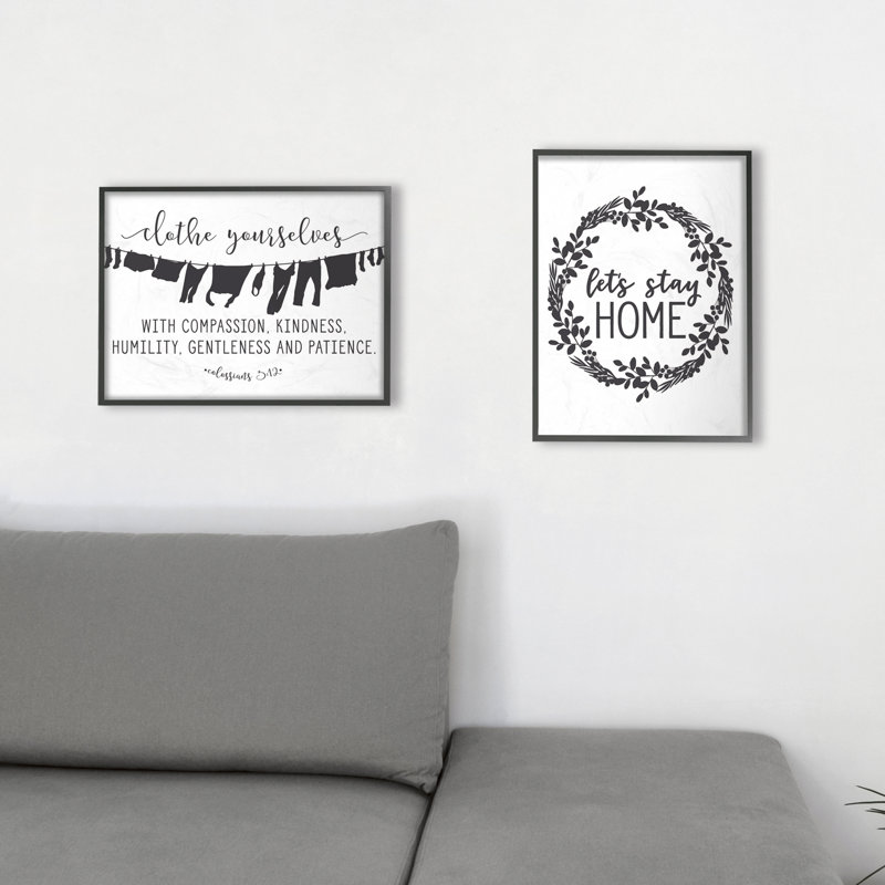 «Habillez-vous avec la corde à linge Compassion» par Lettrage et doublure - impression d'art textuel