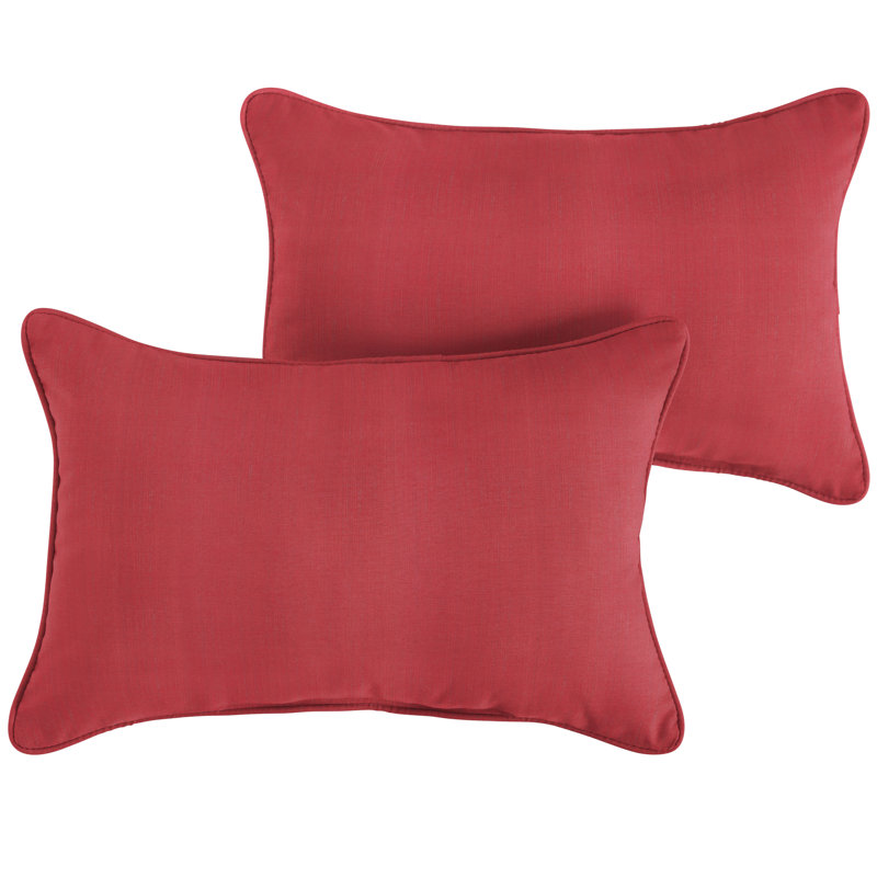 Selene Outdoor Reversible Throw Pillow, 12" x 24", Cherry Red