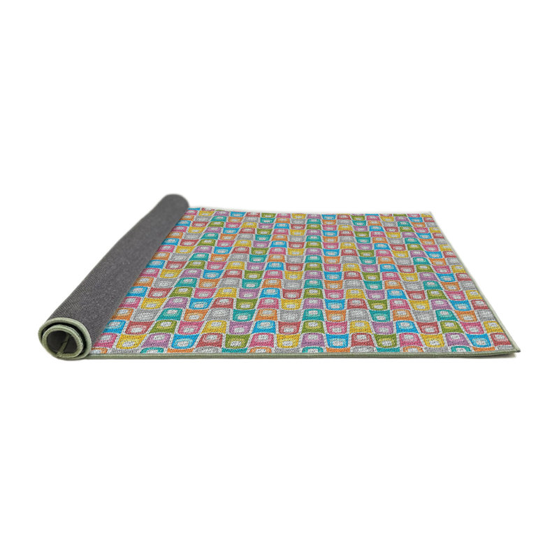 Bleu Tapis décoratif Piotrowski, Rond 7 pi
