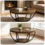 Table basse ronde, table basse circulaire en bois à 2 niveaux de 31,7 pouces avec tablettes de rangement, table d'appoint moderne pour le salon, brun rustique et noir