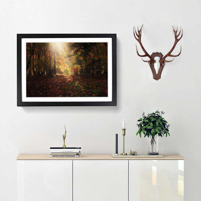 Sunlight Through the Trees - Picture Frame Painting Print, 48cm H x 65cm W x 2cm D, Black Framed