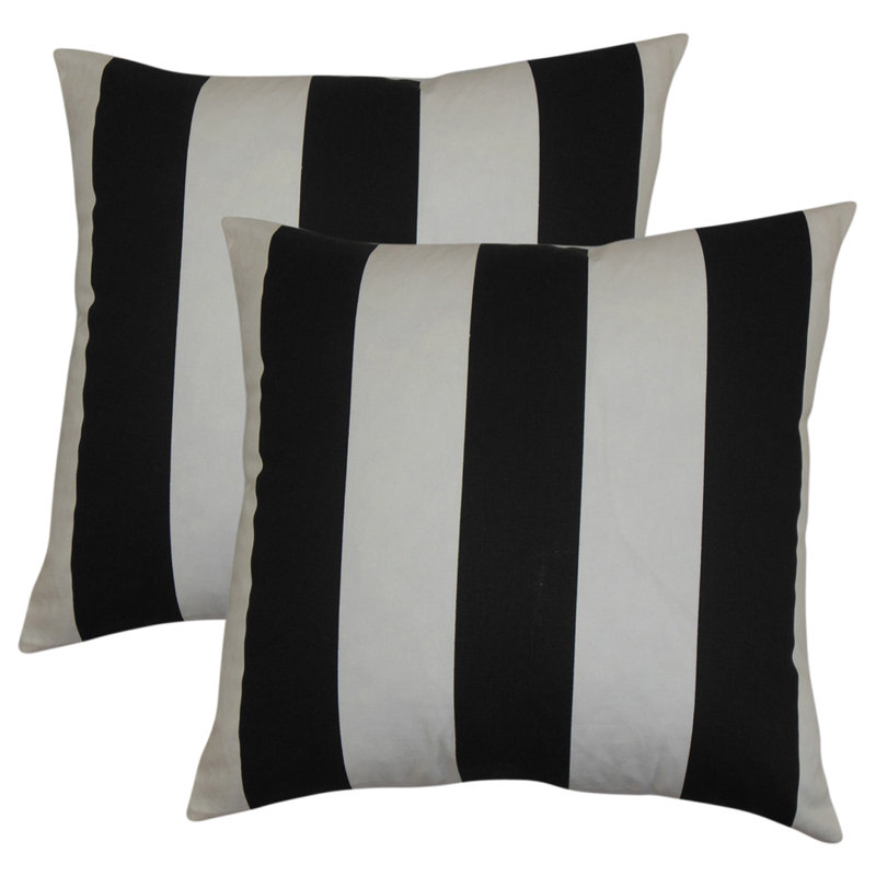 Square Pillow Cover & Insert, Black/white