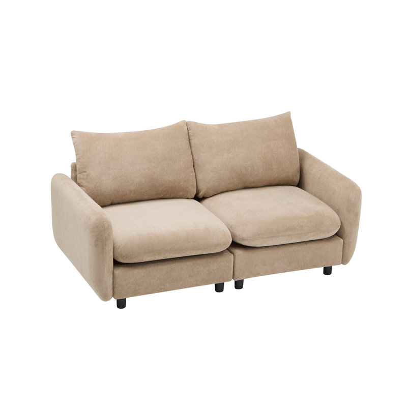69 In. 2-Seats Modular Sectional Velvet Sofa Corner Chair Sofa Couch, 34" H x 69" W x 35.5" D, Camel Fabric
