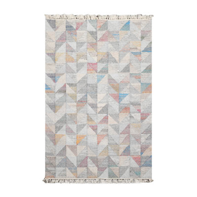 Tapis oriental en laine PET tissé à la main de 5 po x 8 po Dakota Fields gris, beige
