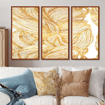 Décoratif doré ajouré - ensemble de 3 impressions sur toile