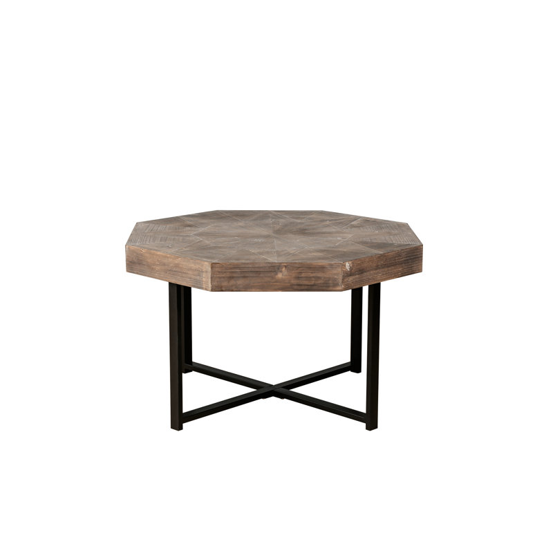 Table basse, table octogonale en bois, patchwork, ferme, 30 pouces, Marron antique