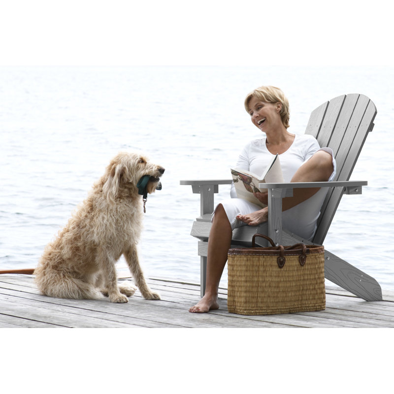 Plastic Adirondack Chair set of 2, All-Weather HIPS Outdoor Patio Chairs for Lawn, Garden, Fire Pit, Backyard				, Gray
