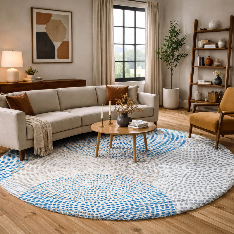 Tapis à poils longs lavable à la machine de qualité supérieure ADS586, 8' Round