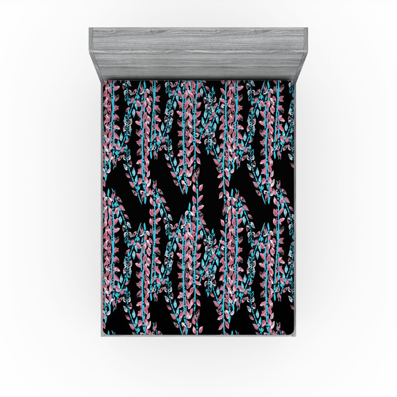 Drap-housse Ambesonne, Drap-housse de taille très grand, Turquoise, rose pastel / floral