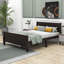 Lit plateforme en bois avec tête de lit-563376587-563376584