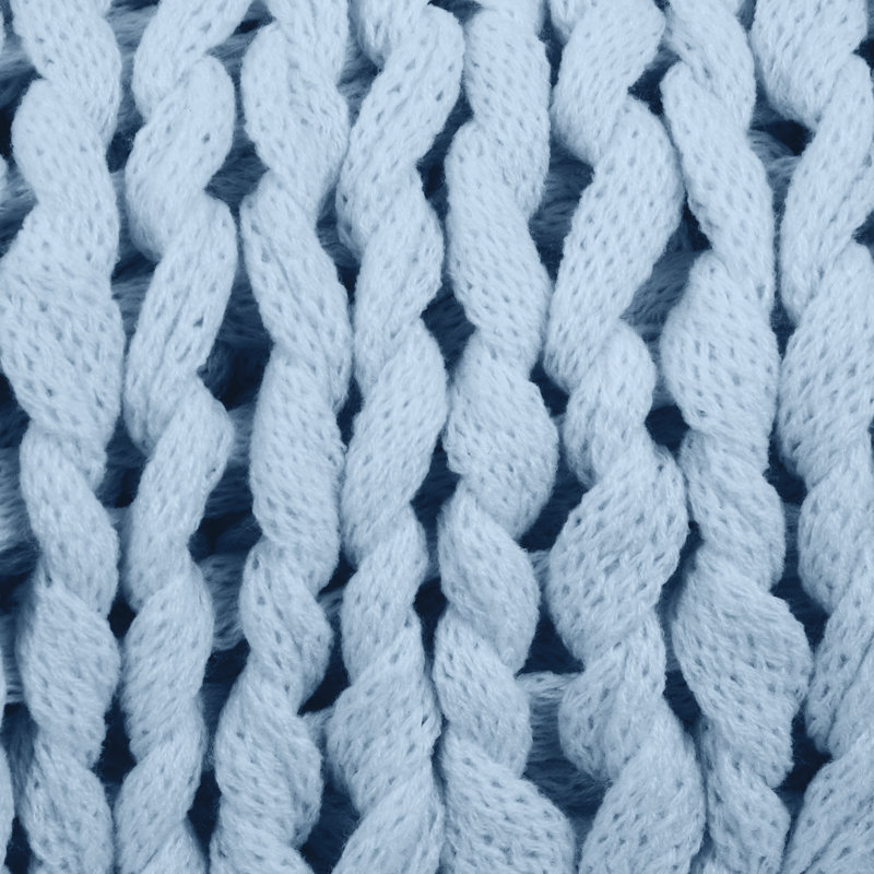 Light Blue Chunky Knit Acrylic Throw Blanket